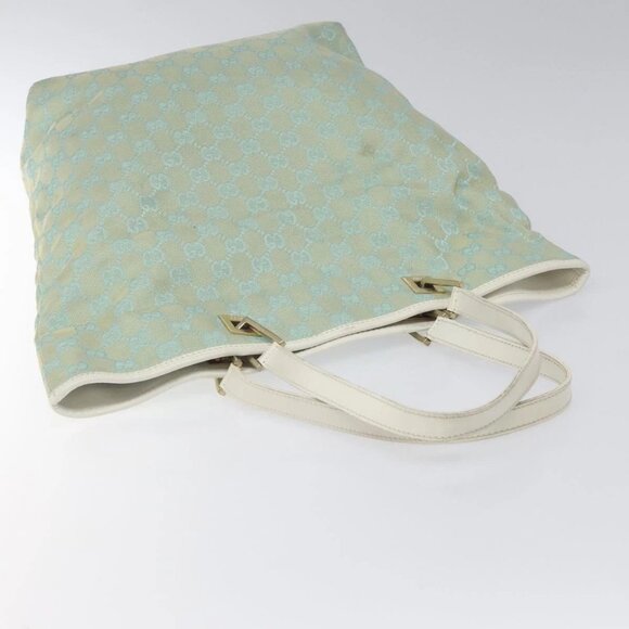 GUCCI GG Canvas Tote Bag Light Blue Gold 002 1098 Auth EC700 - Picture 7 of 16